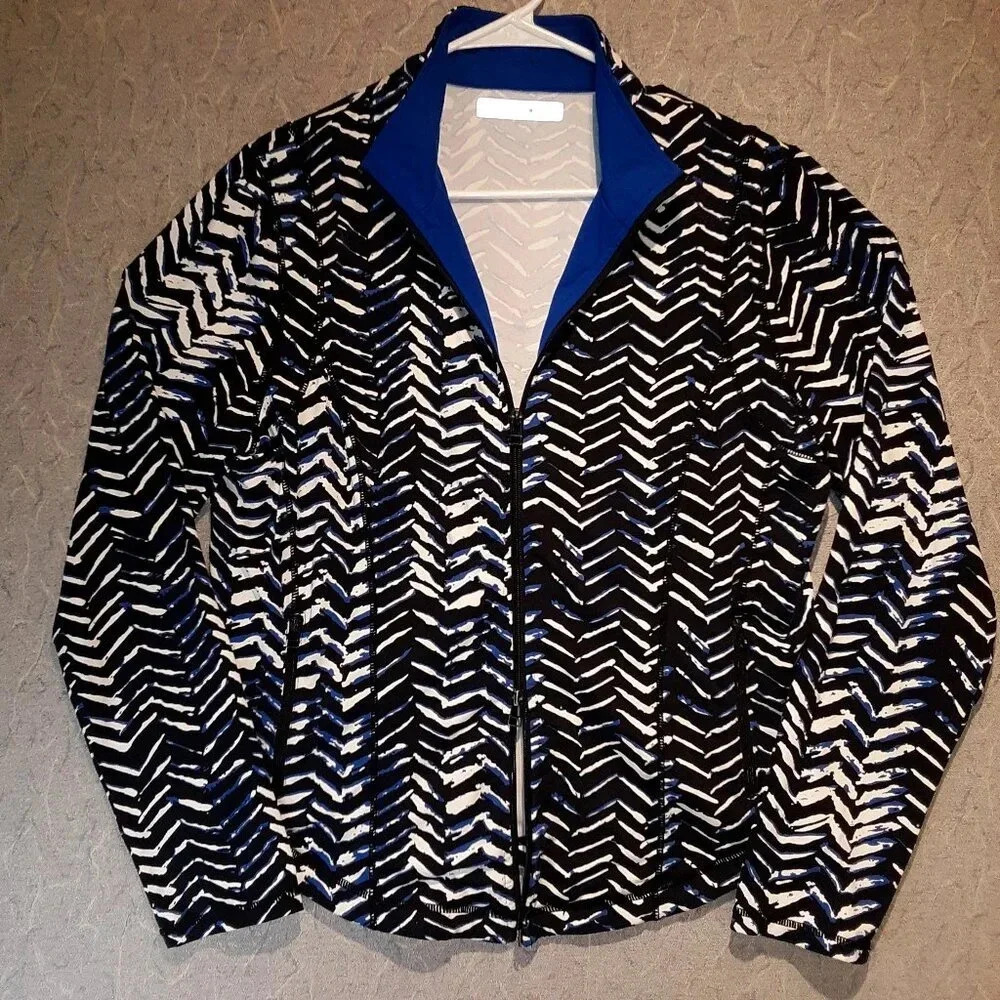 BYLYSE@EASE Women's Long Sleeve Black  & Blue Jacket Size Large